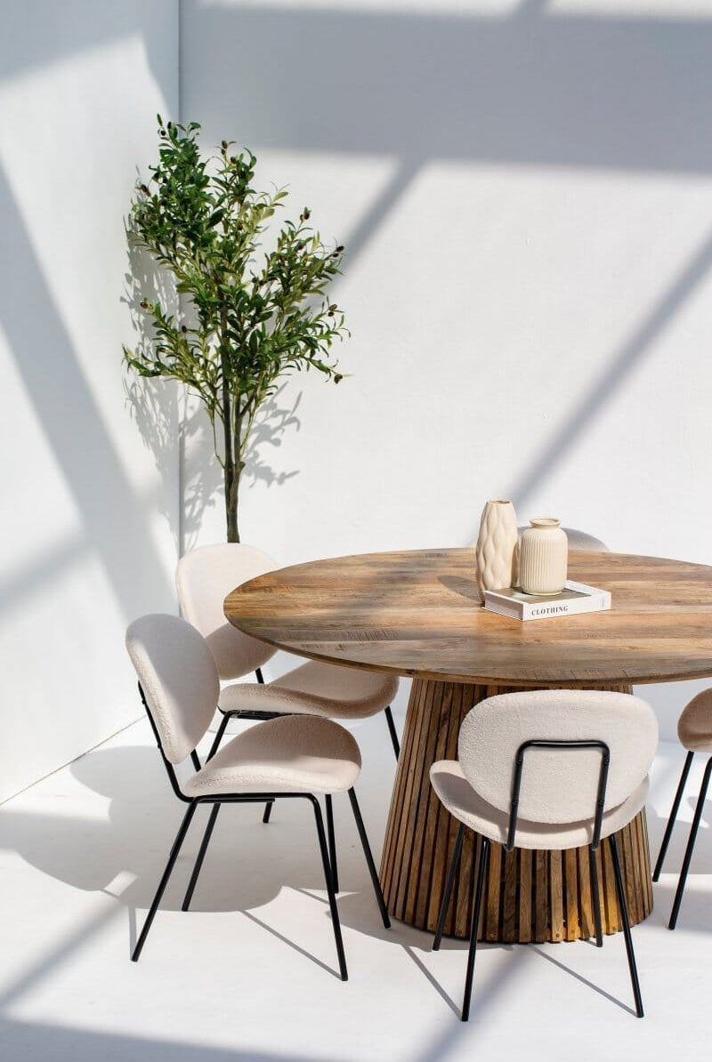 Brinley Boucle Dining Chair with Black Metal Legs Chairs Homekode