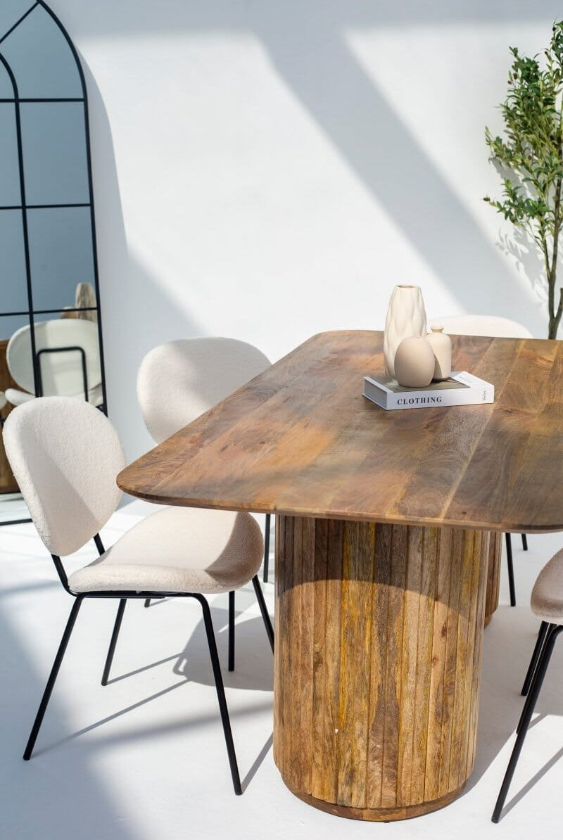 Brinley Boucle Dining Chair with Black Metal Legs Chairs Homekode