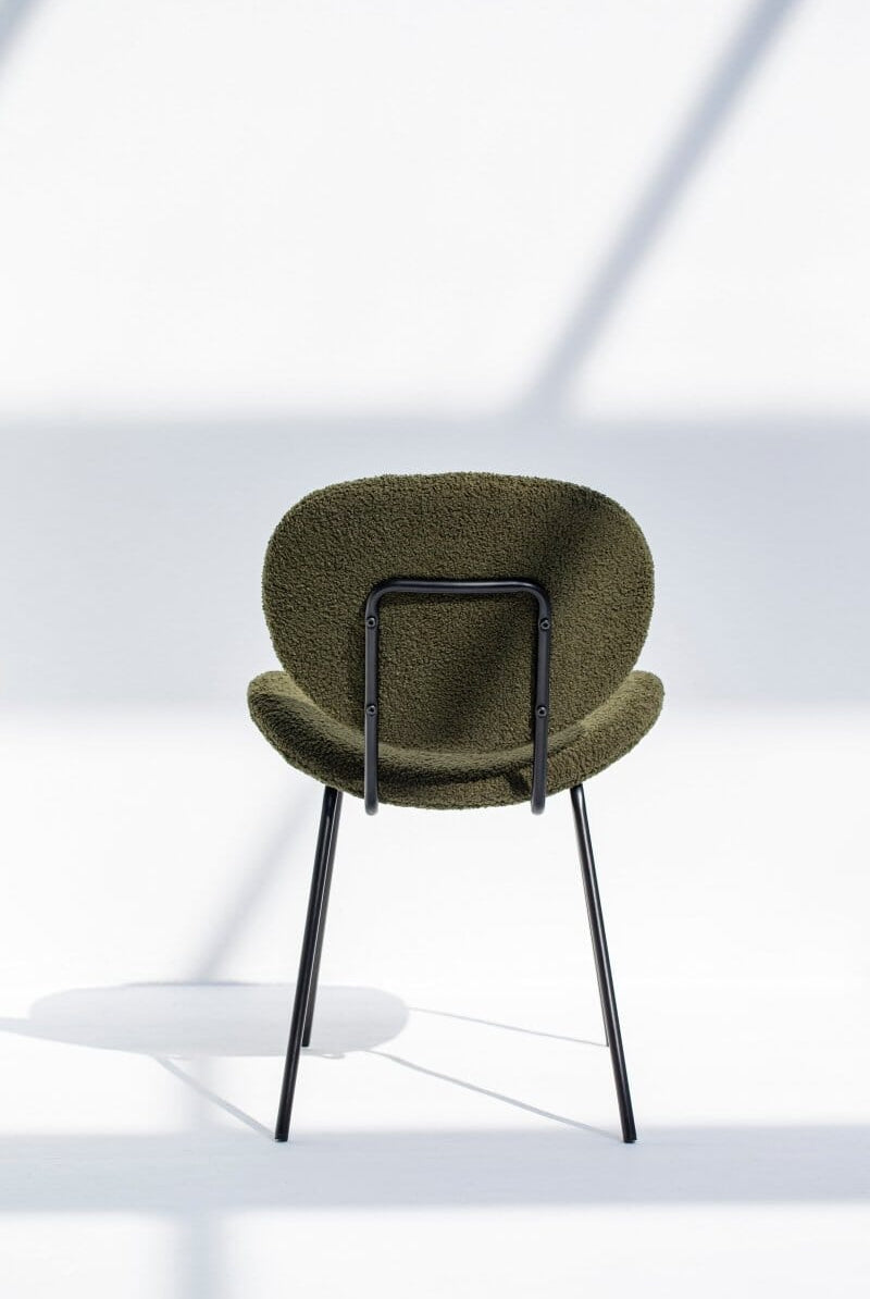 Brinley Dark Ollive Boucle Dining Chair with Metal Legs Chairs Homekode