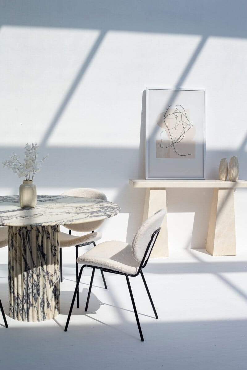 Brinley Boucle Dining Chair with Black Metal Legs Chairs Homekode