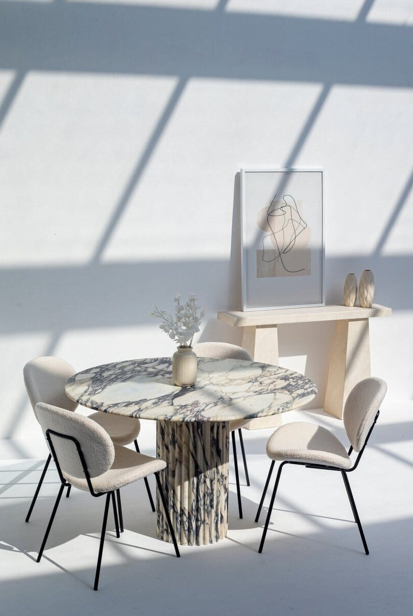 Brinley Boucle Dining Chair with Black Metal Legs Chairs Homekode