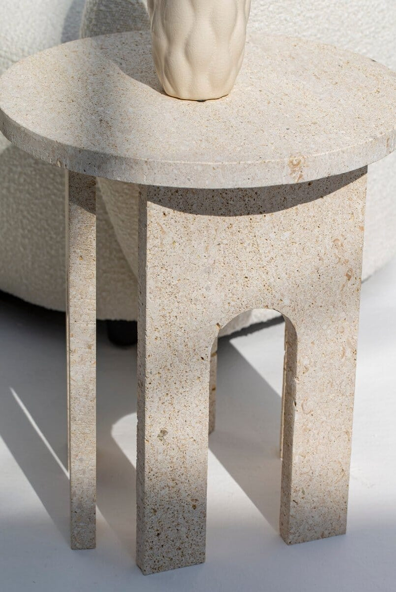 Roman Arch Legs Stone Side Table Side Table Homekode