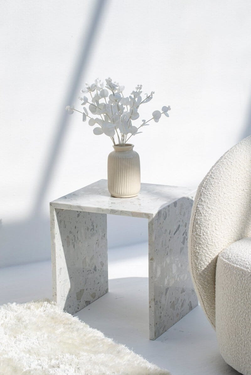 Estrella Marble U-Shape Side Table Side Table Homekode