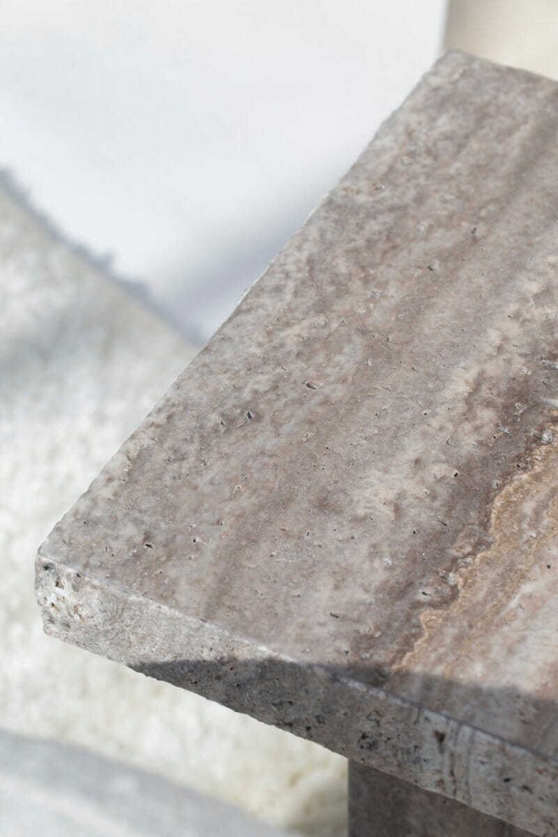 Morgan Grey Travertine Side Table Side Table Homekode