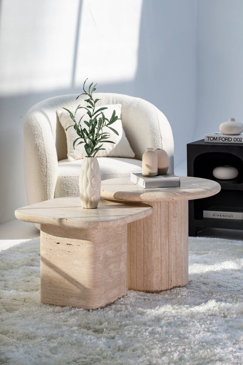 Vanessa Nesting Travertine Coffee Table