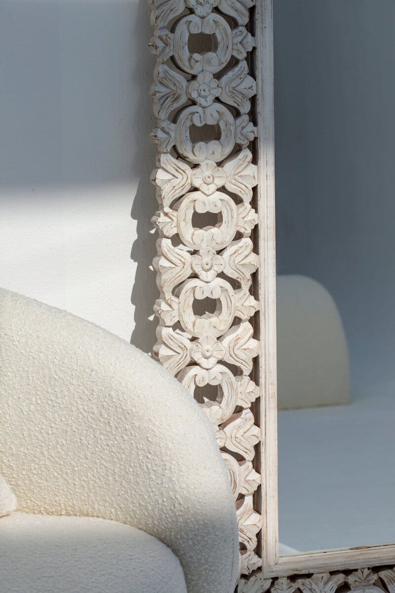 Ornate White Painted Wood Mirror Mirrors