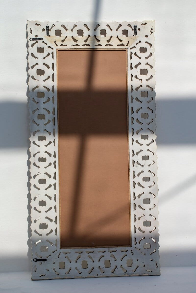 Ornate White Painted Wood Mirror Mirrors