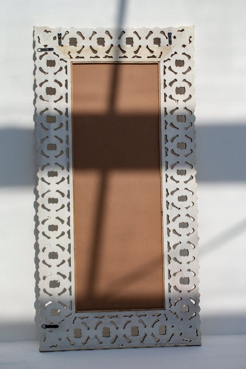 Ornate White Painted Wood Mirror Mirrors