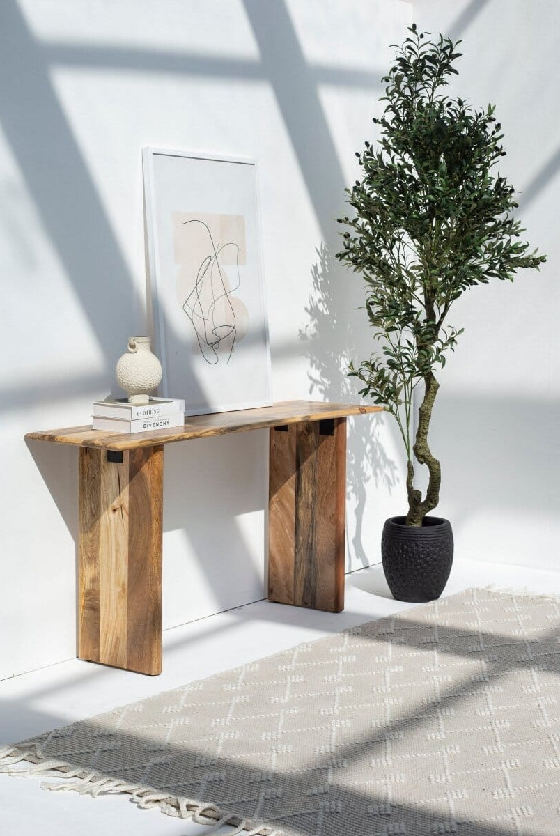 Brielle Mango Wood Console with Wooden Legs