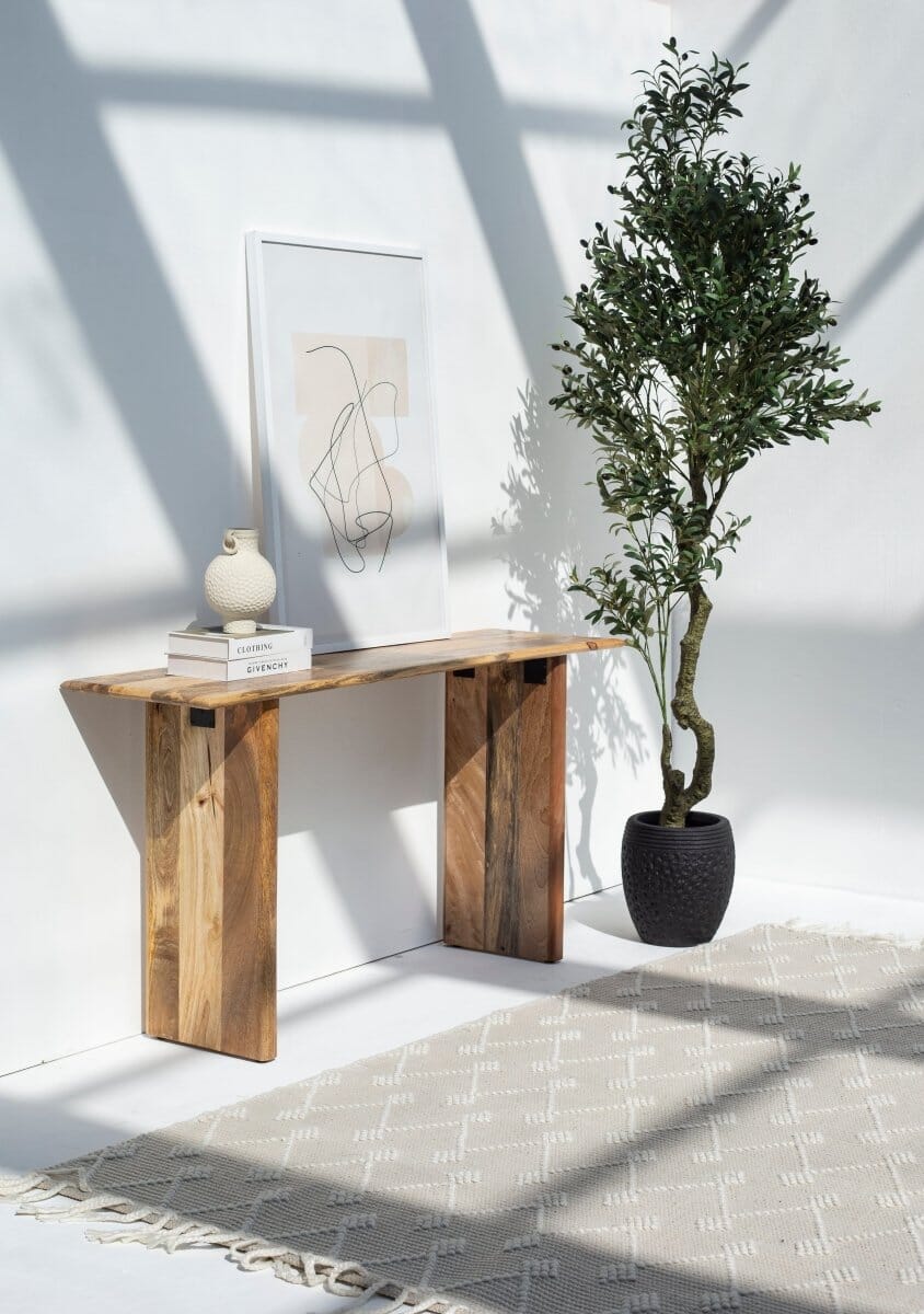 Brielle Mango Wood Console with Wooden Legs