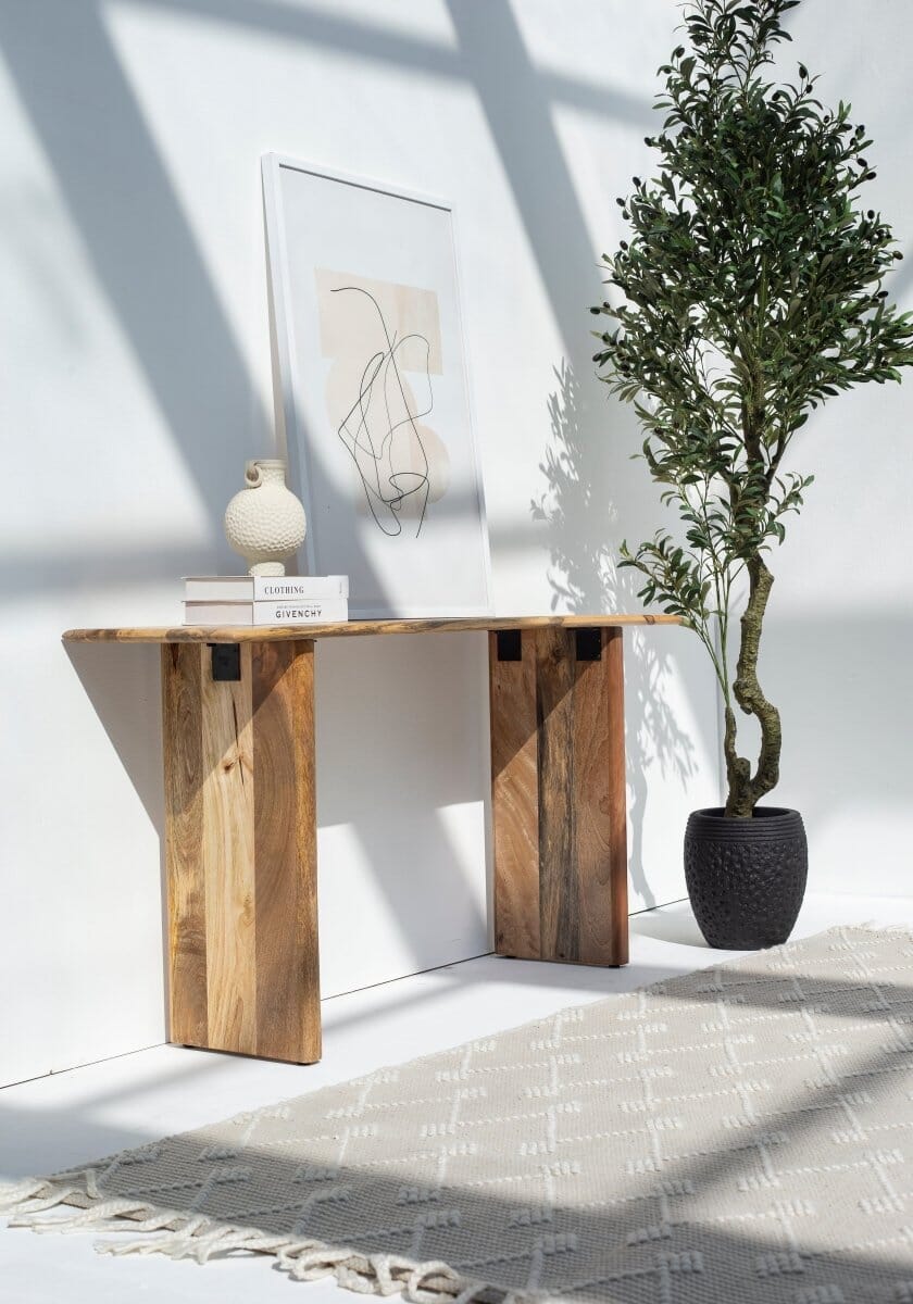 Brielle Mango Wood Console with Wooden Legs