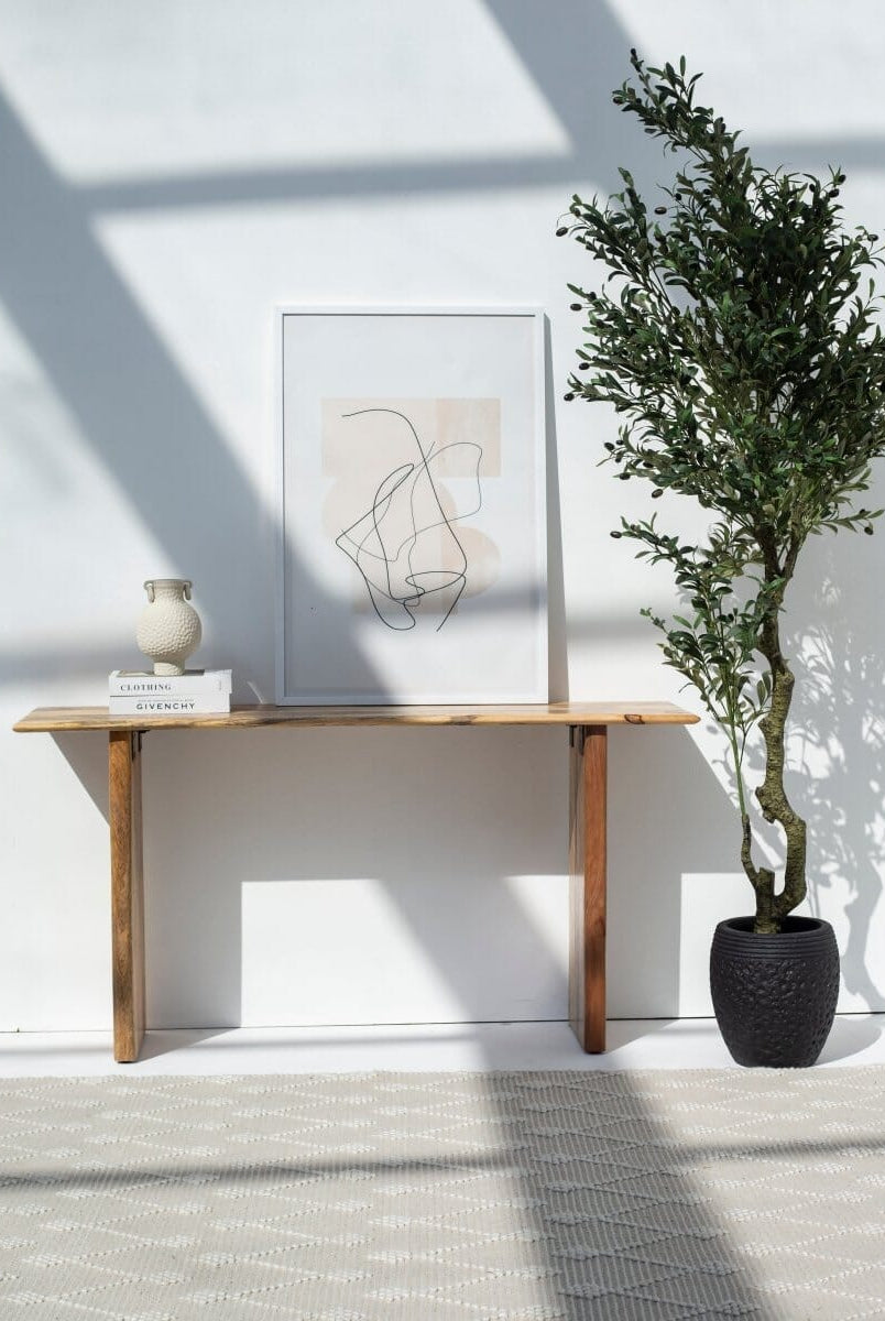 Brielle Mango Wood Console with Wooden Legs