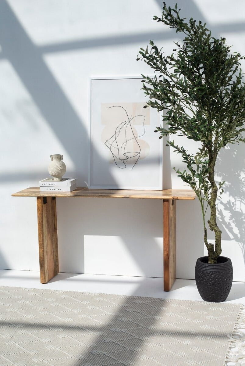 Brielle Mango Wood Console with Wooden Legs
