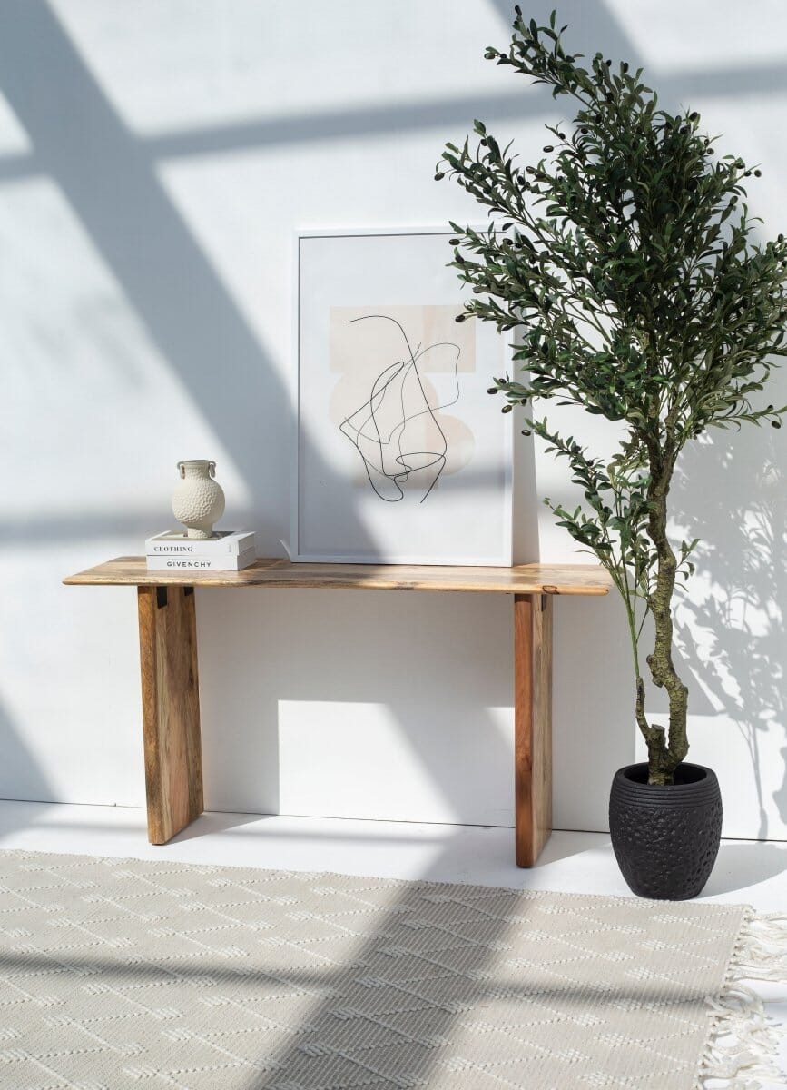 Brielle Mango Wood Console with Wooden Legs