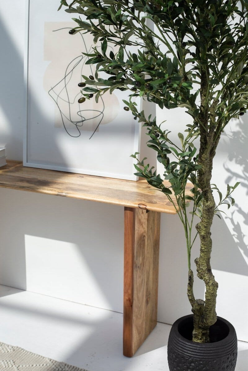 Brielle Mango Wood Console with Wooden Legs