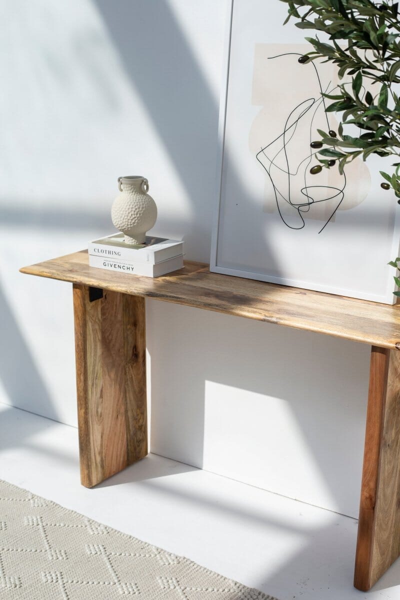Brielle Mango Wood Console with Wooden Legs