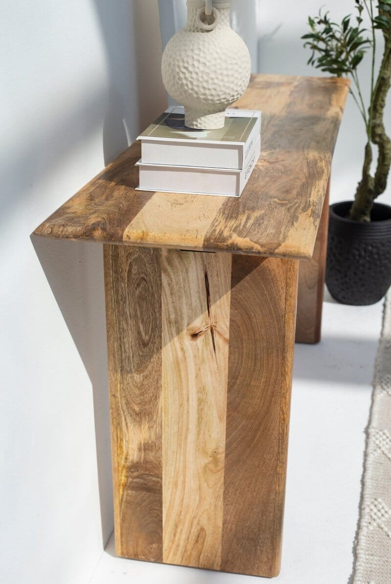 Brielle Mango Wood Console with Wooden Legs