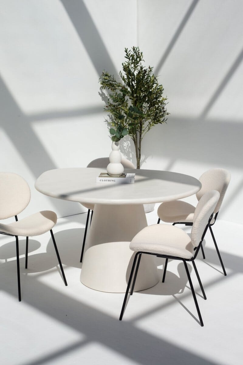 Abigail Off White Dining Table with Irregular Round Top Homekode