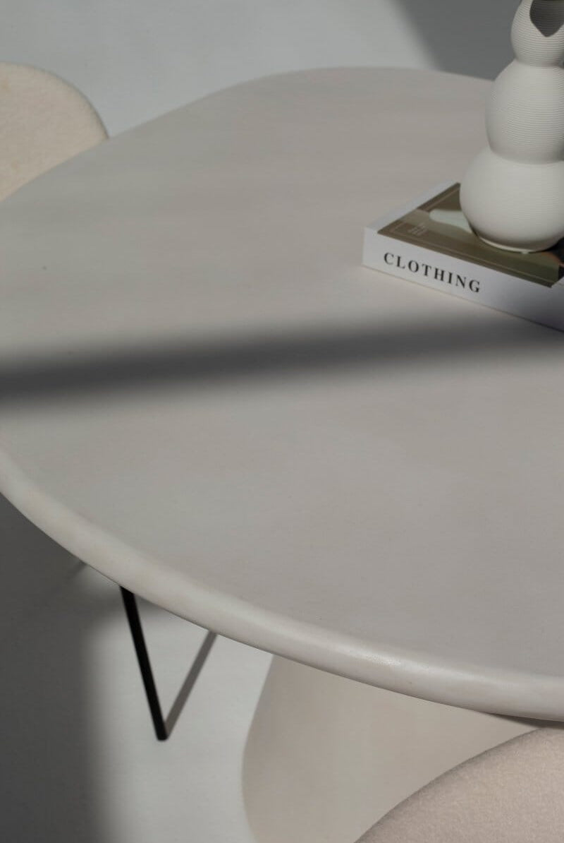 Abigail Off White Dining Table with Irregular Round Top Homekode