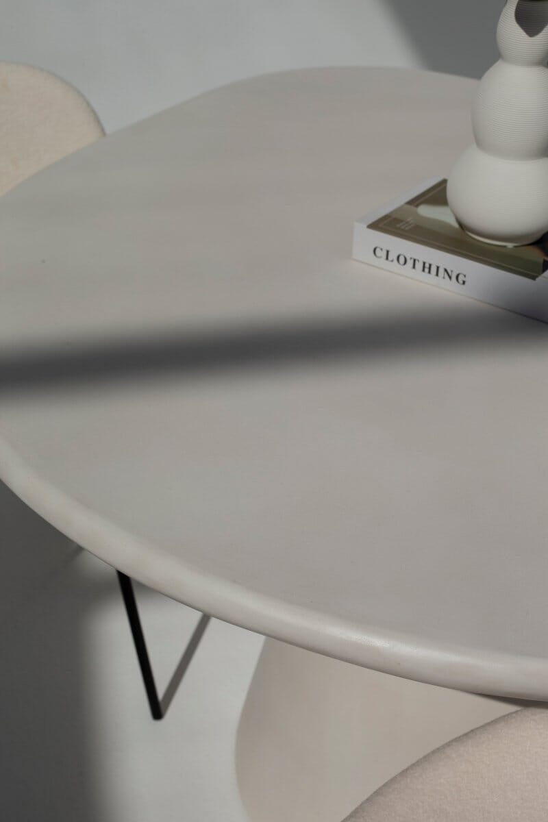 Abigail Off White Dining Table with Irregular Round Top Homekode