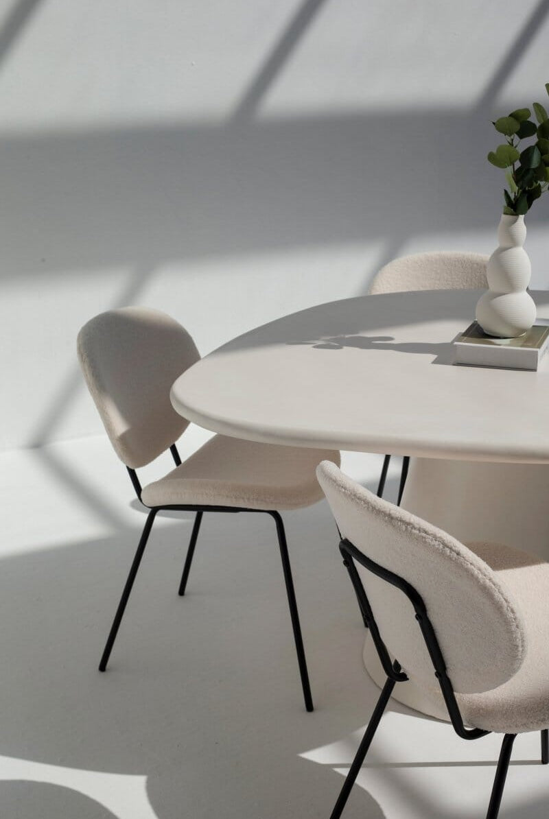 Abigail Off White Dining Table with Irregular Round Top Homekode