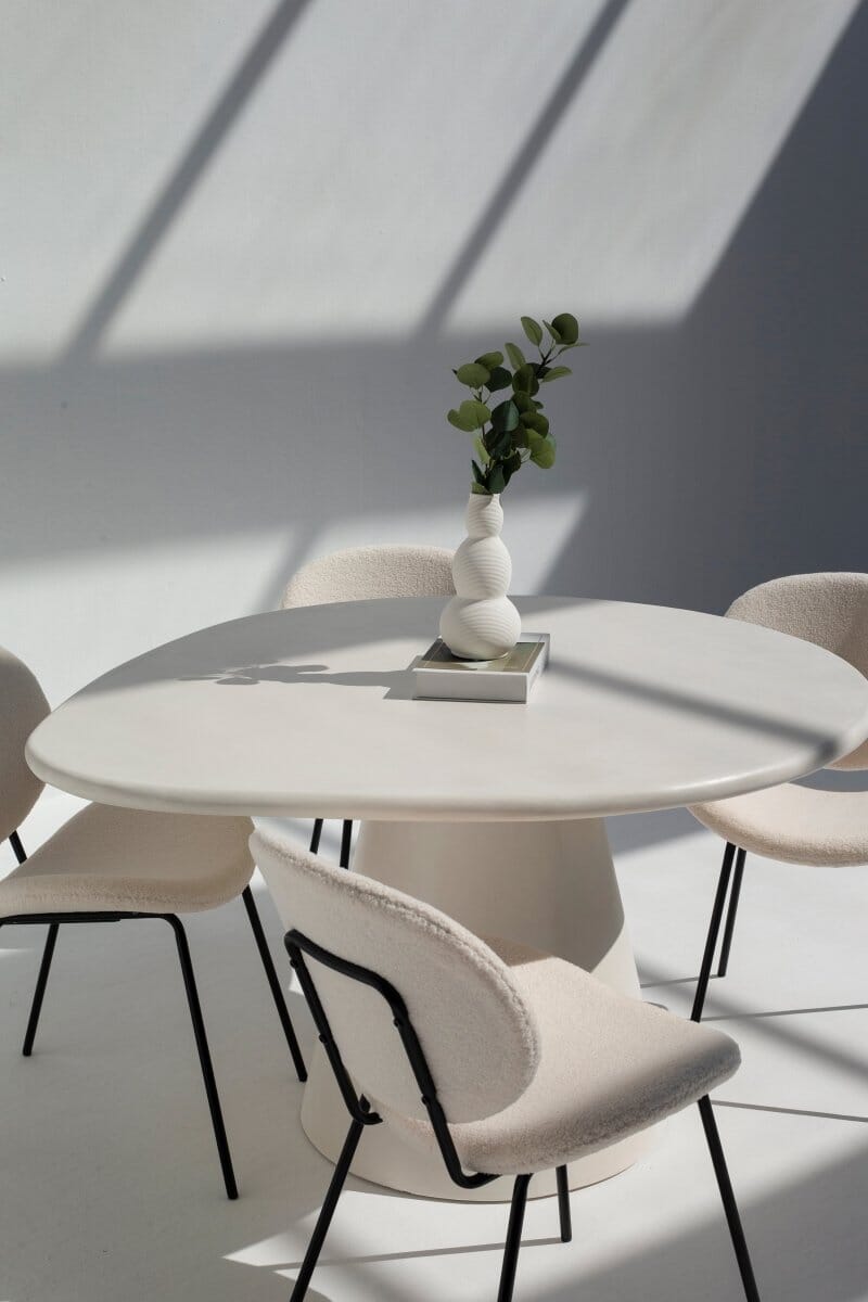 Abigail Off White Dining Table with Irregular Round Top Homekode