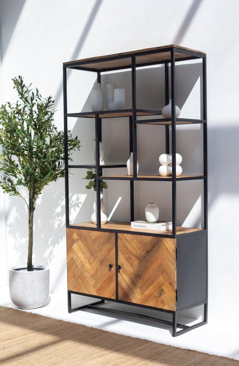 Adler Industrial Mango Wood Cabinet with Shelves Homekode