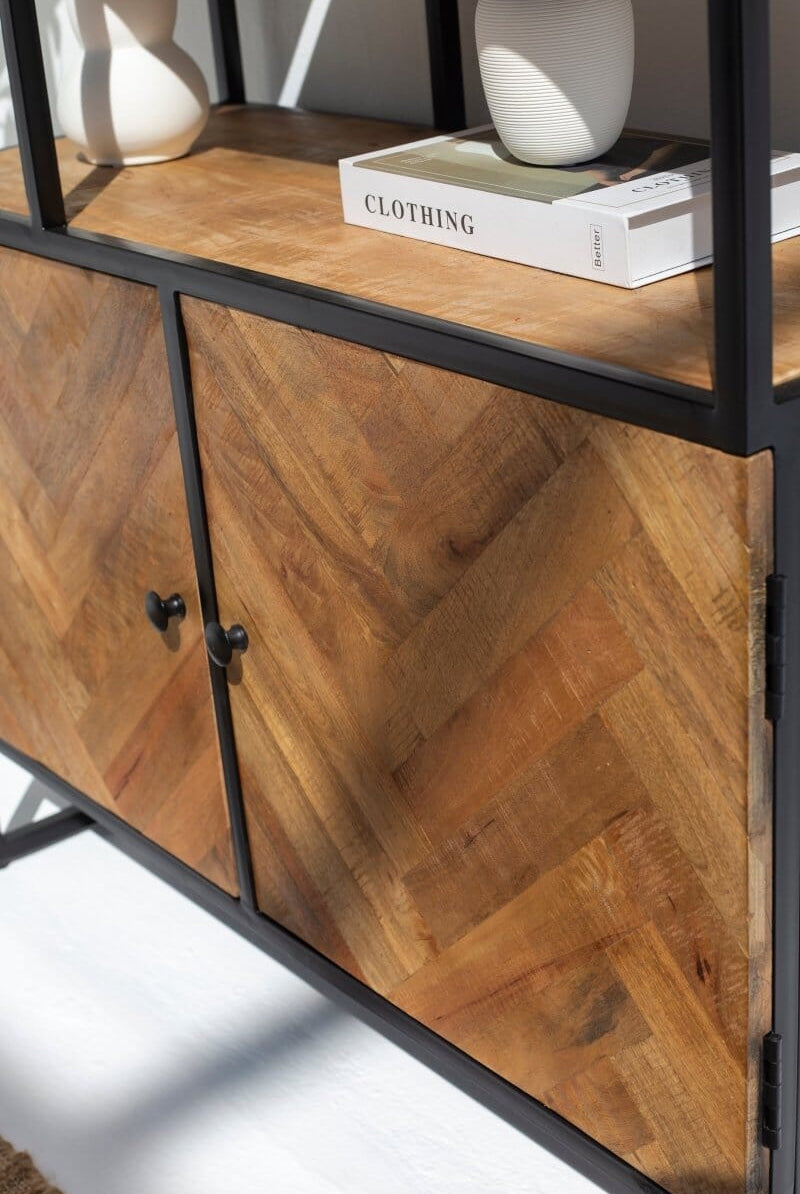 Adler Industrial Mango Wood Cabinet with Shelves Homekode