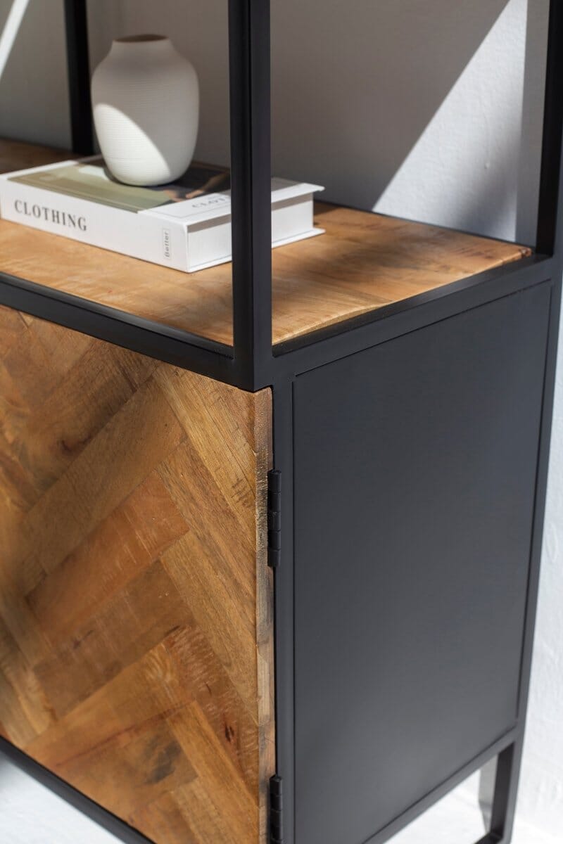 Adler Industrial Mango Wood Cabinet with Shelves Homekode