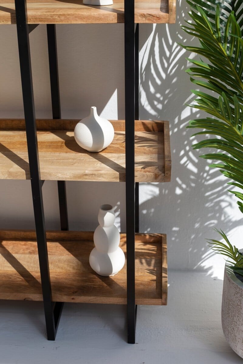 Wayne Industrial Mango Wood Bookcase Homekode