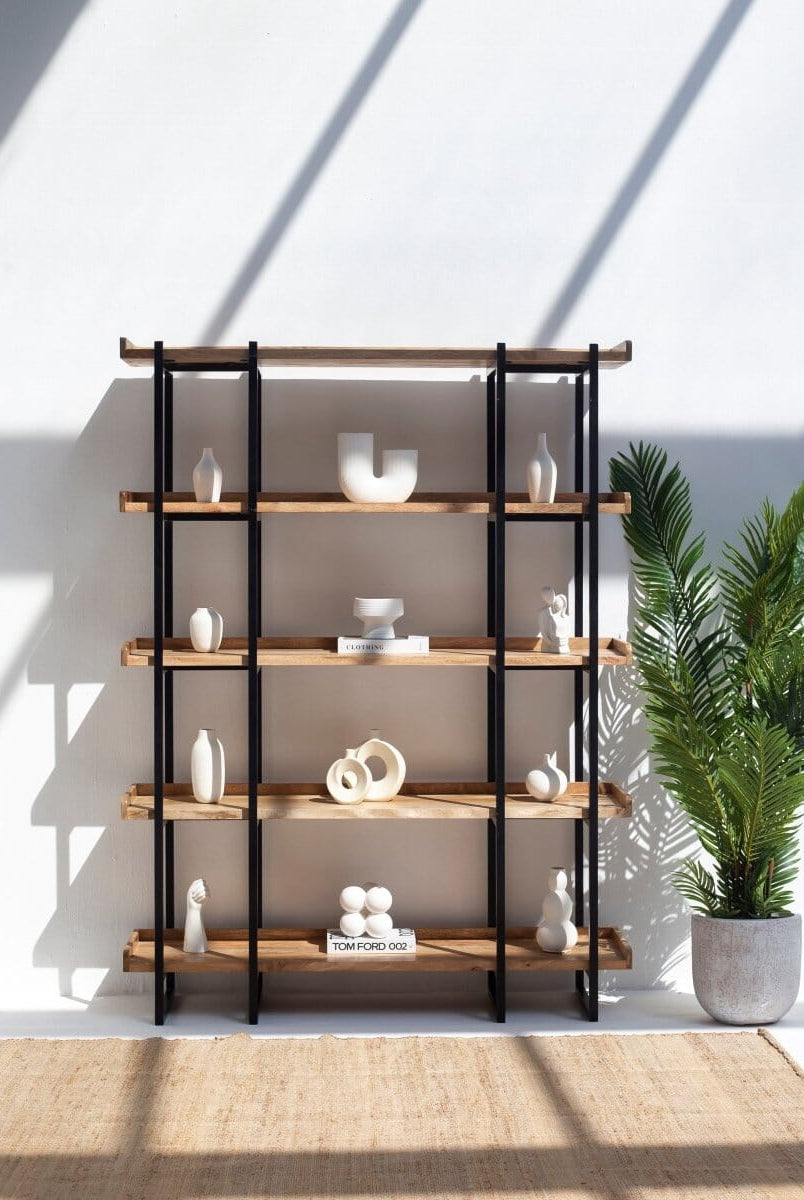 Wayne Industrial Mango Wood Bookcase Homekode