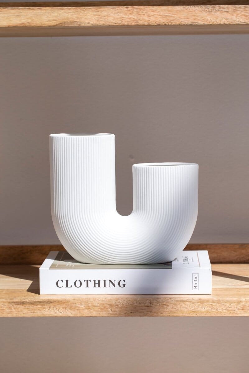 U-Shaped Cut Ceramic Vase