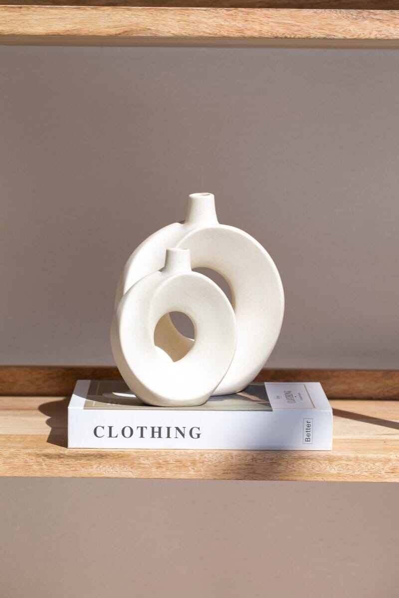 Swirly Cream Donut Ceramic Vase (3 Sizes)