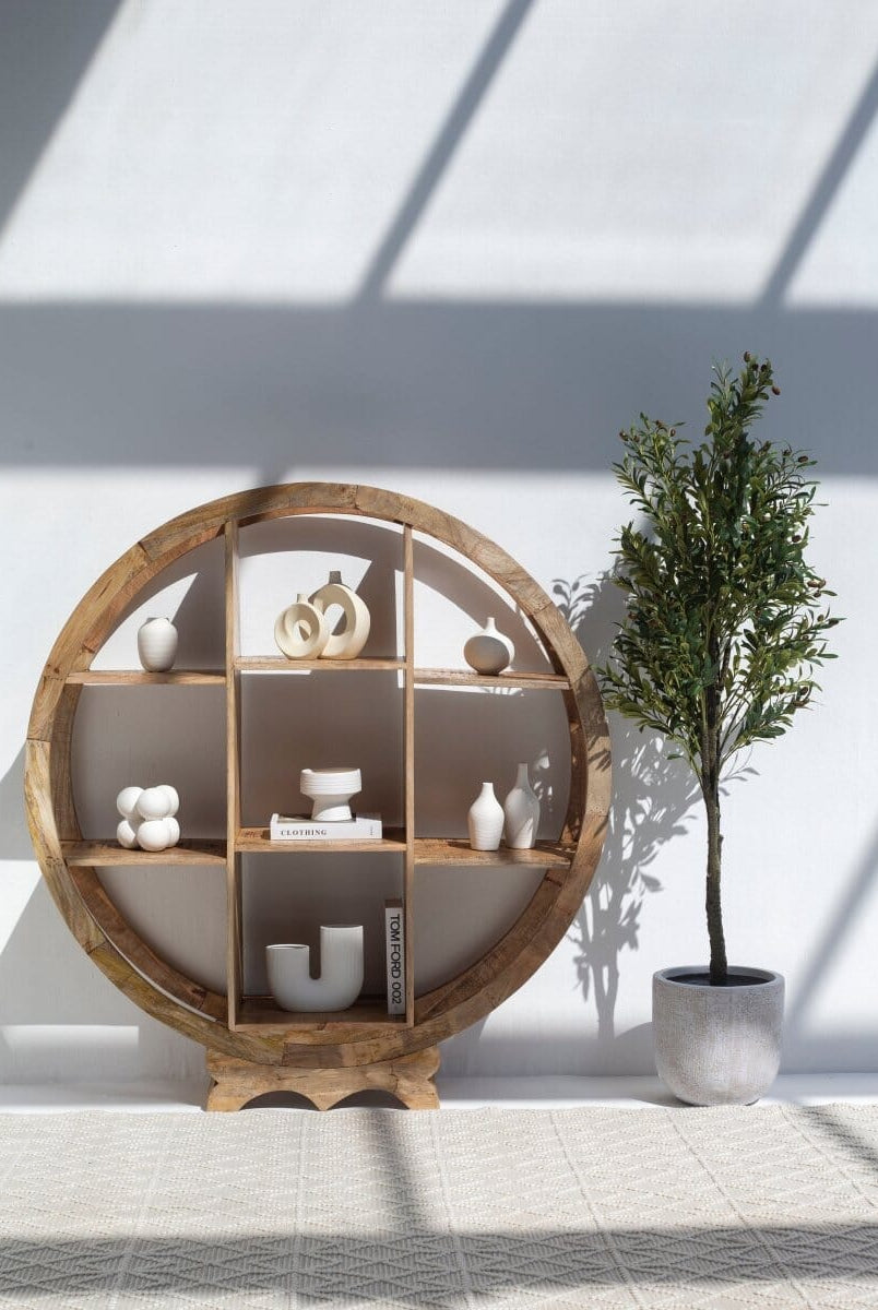 Miles Wooden Round Bookcase Homekode
