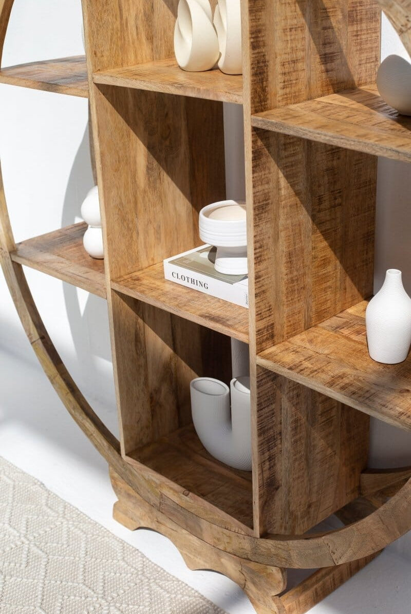 Miles Wooden Round Bookcase Homekode
