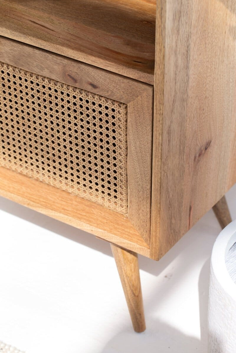 Rattan Mango Wood Bookcase/Shelves