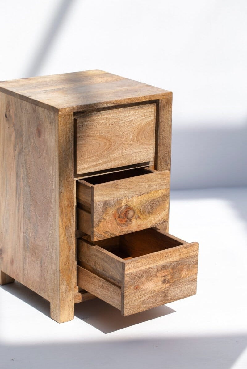 Davis Three Drawers Wooden Side Table Homekode