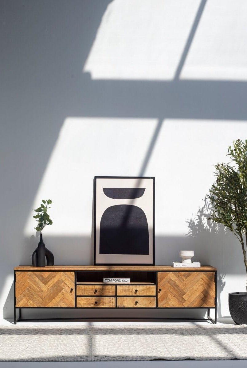 Linea Patterned Wood Media Unit (2 Sizes)