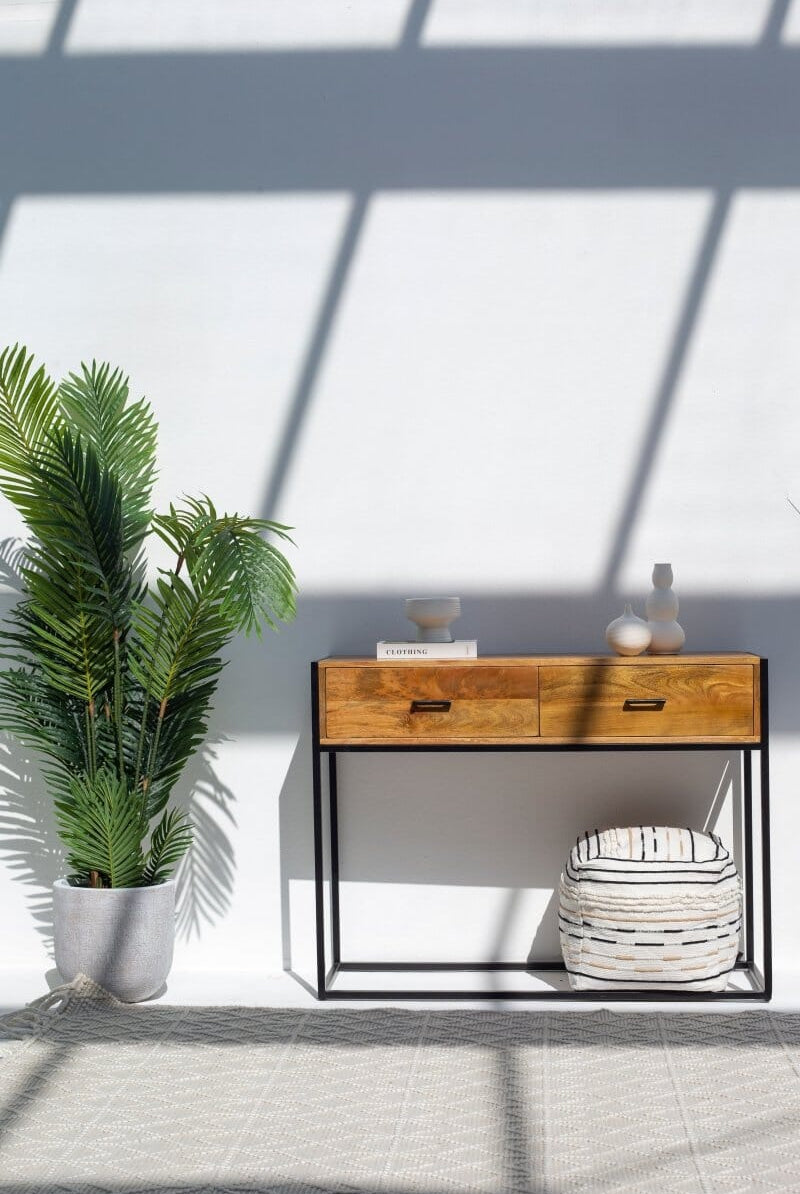 Lanny Wooden Console Table with Two Drawers