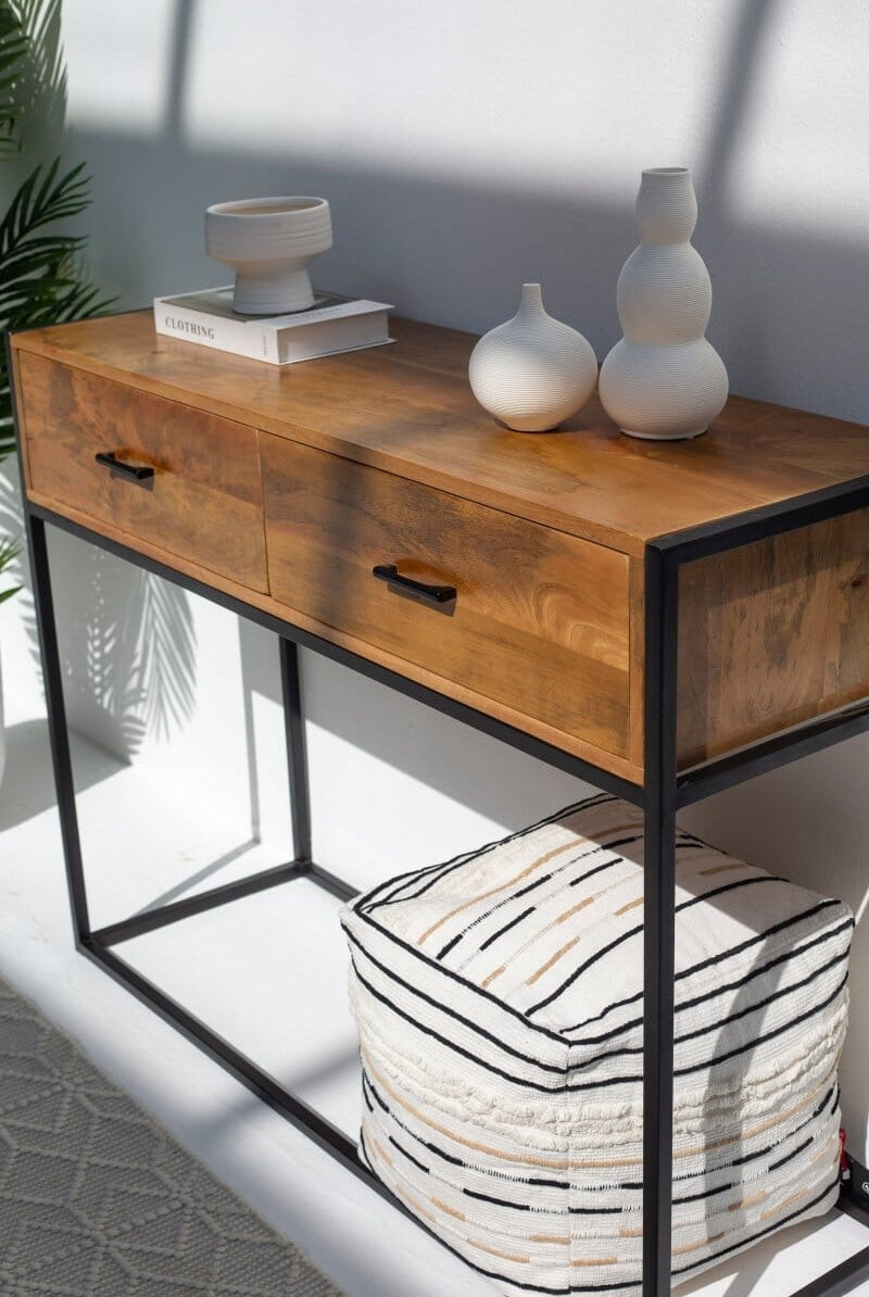 Lanny Wooden Console Table with Two Drawers