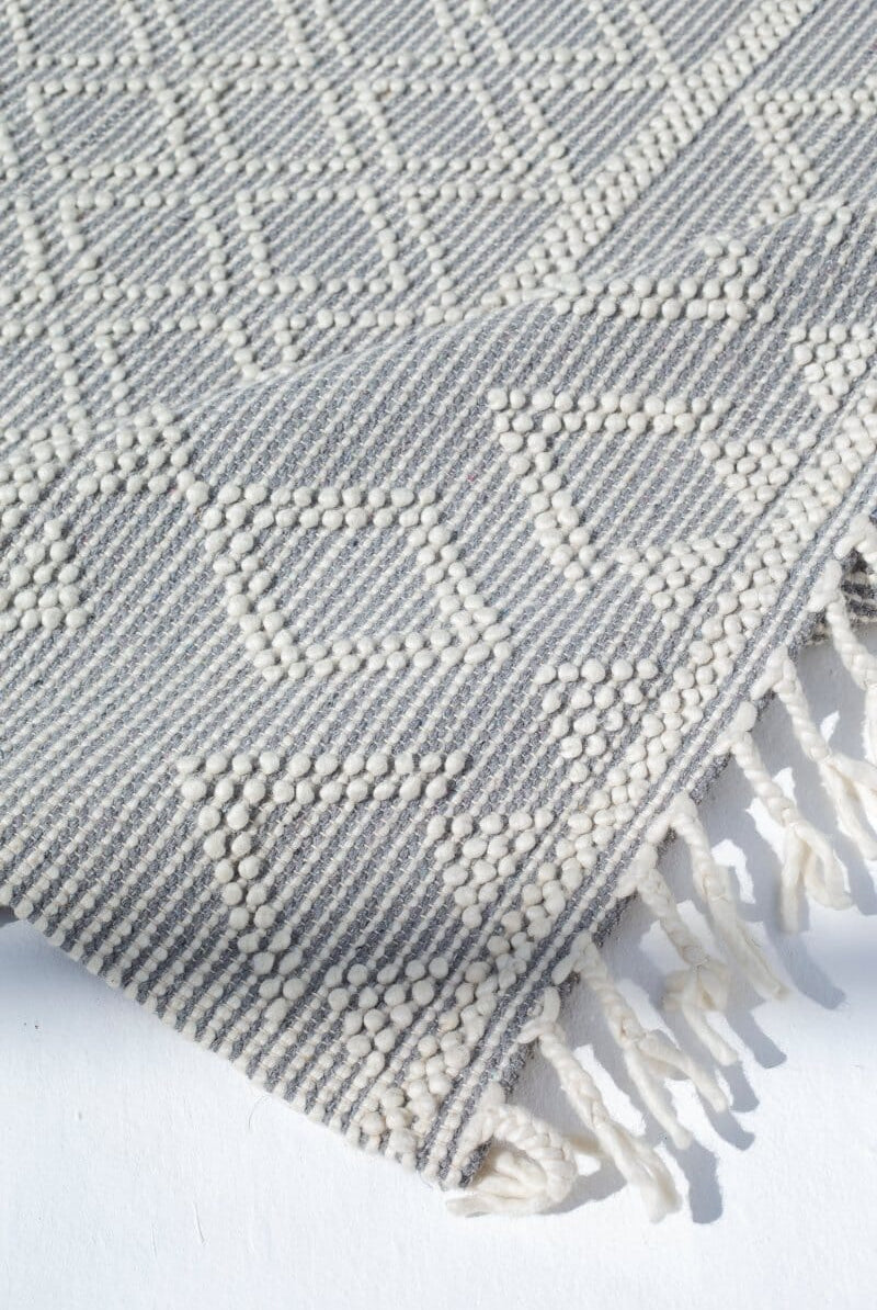 Azure Patterns - Natural Blue & White Woven Rug (6 Sizes) WOVEN RUG