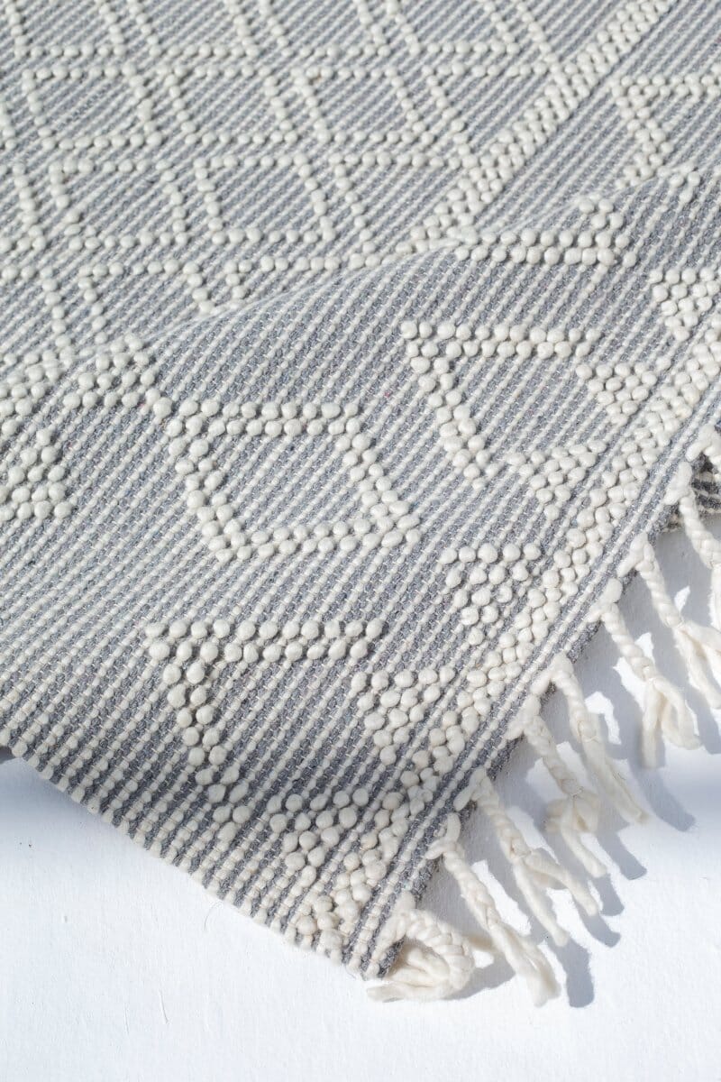 Azure Patterns - Natural Blue & White Woven Rug (6 Sizes) WOVEN RUG