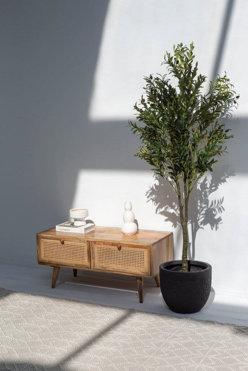 Lyra Rattan Drawers Wooden Unit Homekode