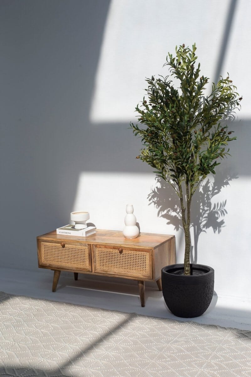 Lyra Rattan Drawers Wooden Unit Homekode