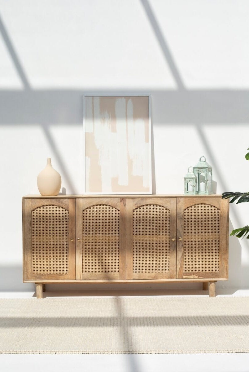 Hans Four Doors Rattan Buffet with Arch Door Designs
