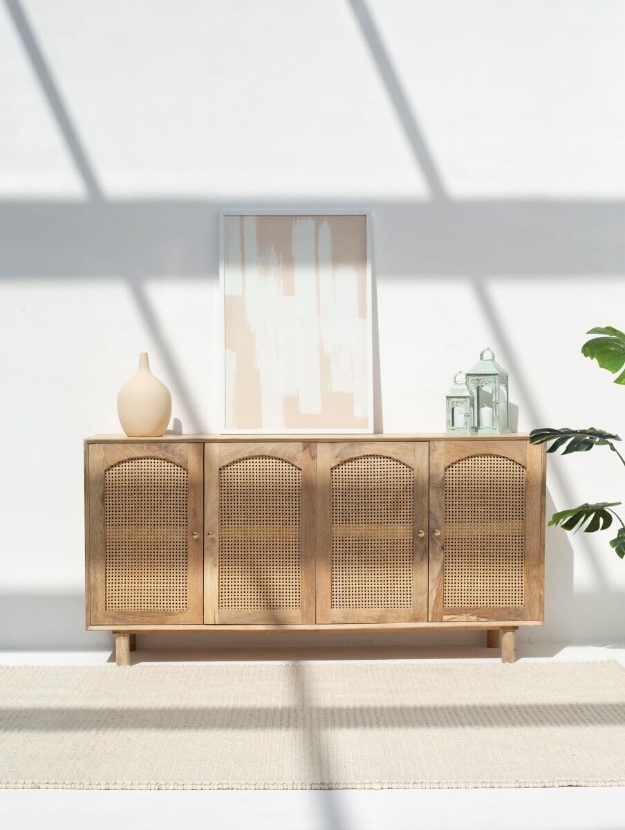 Hans Four Doors Rattan Buffet with Arch Door Designs
