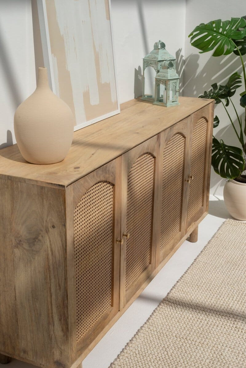 Hans Four Doors Rattan Buffet with Arch Door Designs