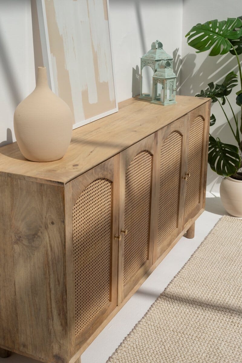 Hans Four Doors Rattan Buffet with Arch Door Designs