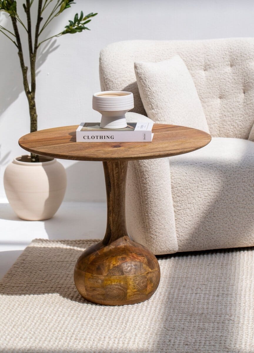 Elio Wooden Center Round Table with Round Base