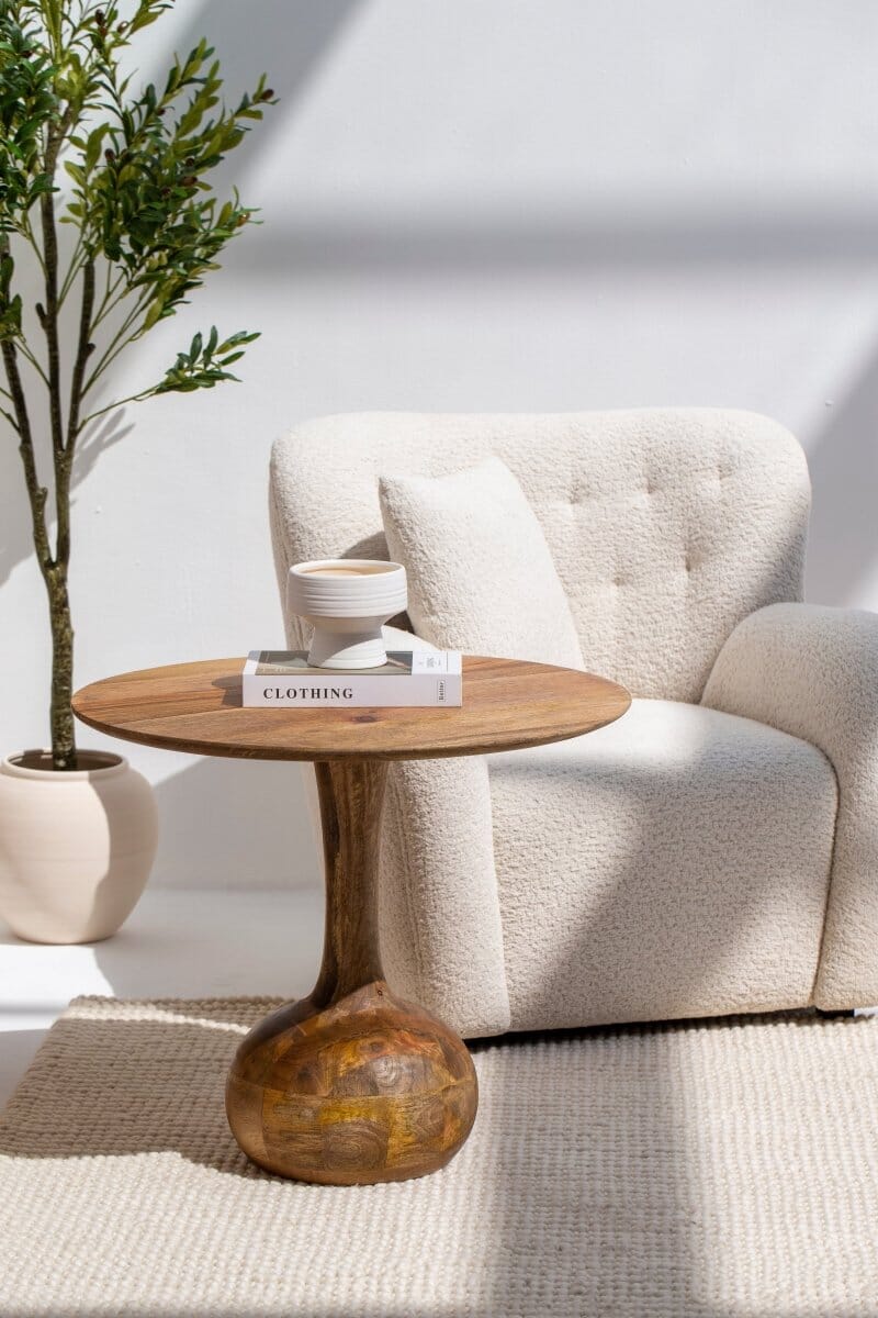 Elio Wooden Center Round Table with Round Base